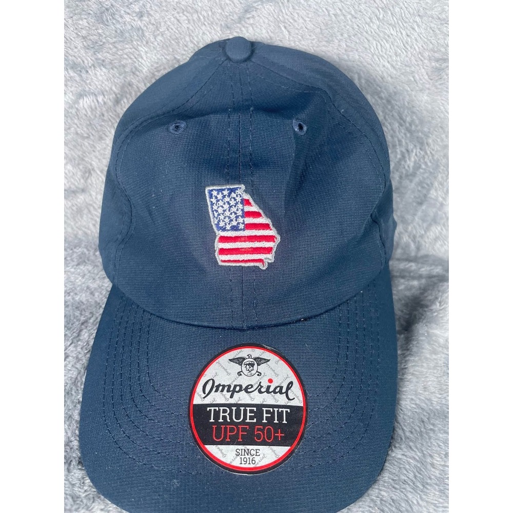 Imperial True Fit Georgia State Flag Navy Blue Hat UPF 50+ Adjustable Cap